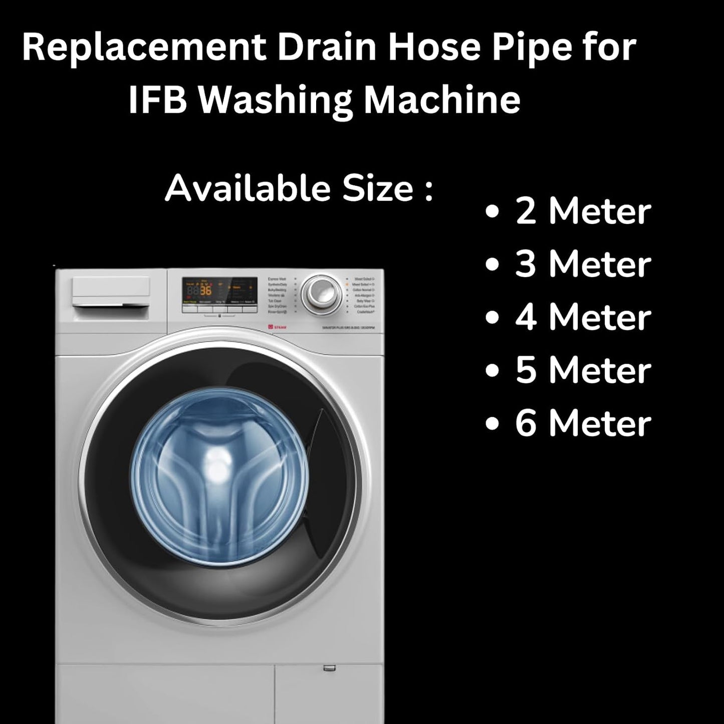 New Ware 5 Meter Flexible Outlet Drain Hose Pipe for Front Load Automatic Washing Machines | Heavy Duty Extension Waste Water Discharge Pipe (Grey)
