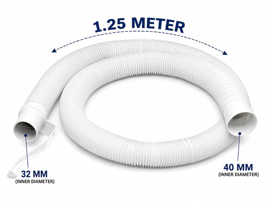 NEW WARE® 1.25 Meter Washing Machine Waste Water Drain Outlet Pipe for Haier Washing Machine, Flexible PVC Drain Hose, Leak Proof Extension Outlet Pipe for Fully & Semi Automatic Washer, Grey
