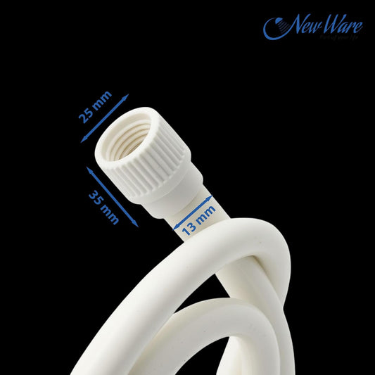 New Ware Shower Tube Connection Pipe for Geysers, Countertop Faucets & Water Taps | PTMT Hot Water Resistant 70°C | White | 2 Meter