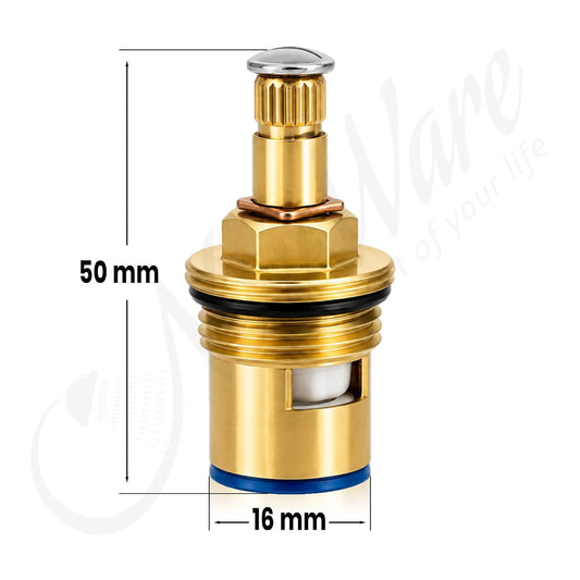 NEW WARE® Brass Ceramic Disc Cartridge Quarter Turn 1/2" for Bathroom Kitchen Tap Faucet Valve (Hot and Cold) - Pack of 1 (40 gm/Pc) | Standard Size Spindle for Tap
