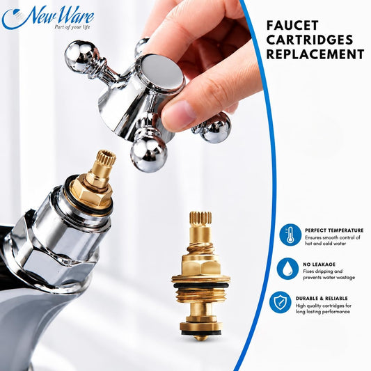 NEW WARE® Tap Spindle Replacement Disc for Jaguar Continental Type | 1/2 Inch Rising Brass Faucet Valve Cartridge | Hot & Cold Water Tap Inner Spare for Bathroom Basin Kitchen Sink Mixer Faucet
