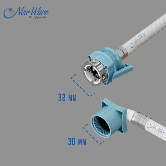 New Ware 15 Meter Washing Machine Inlet Pipe with Universal Tap Connector, PVC Water Inlet Extension Hose for Top Loading Fully Automatic Washing Machine, Leak Proof, Flexible, Burst Resistant