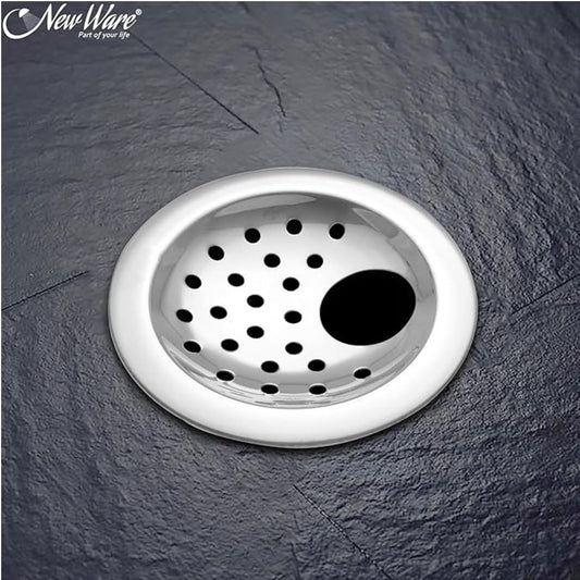 NEW WARE® 5 Inch Stainless Steel Floor Drain Cover with Hole Chrome Finish | Bathroom Kitchen Jali Trap, Anti-Clog Water Drain Grating, Hair Catcher for Sink Basin Balcony Utility Area Home Use