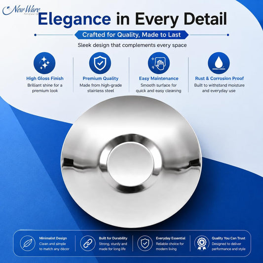 NEW WARE® Stainless Steel 202 Grade Chrome Plated Wall Flange | 3/4 Inch Round Wall Plate for Kitchen Faucet & Bathroom Tap | Rust Resistant Pipe Cover Plate | Durable Concealer Flange Pack of 1
