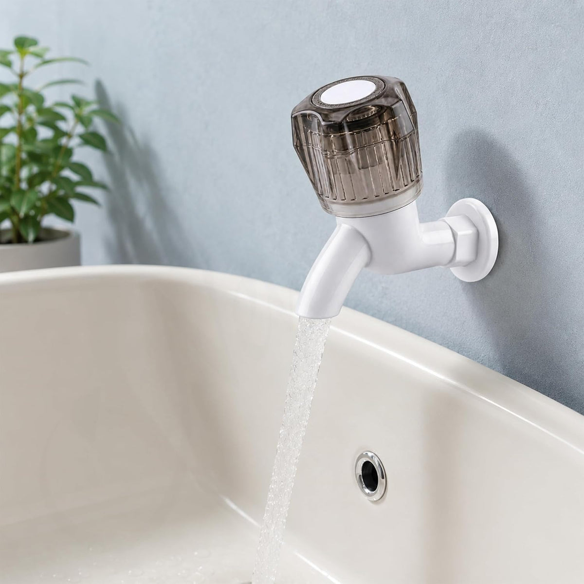 NEW WARE® PVC Water Tap White Bib Cock (10 x 7 cm) Nal | Heavy Duty Plastic Faucet for Bathroom, Kitchen, Wash Basin, Toilet & Utility Area | Leak Proof Rust Resistant Water Tap for Home & Office