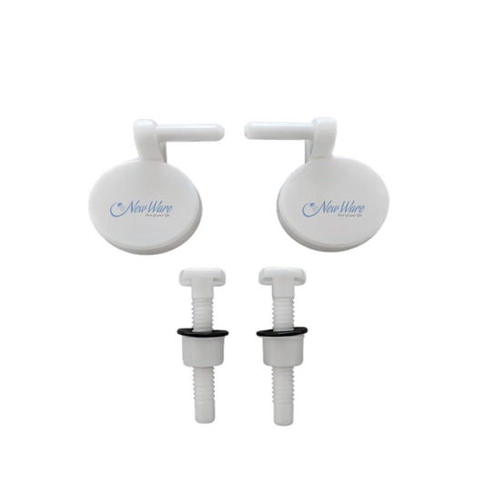 New Ware® Plastic Toilet Seat Cover Hind. Type Round Hinges Clamp (Color :White, Pair 1)
