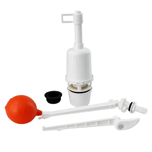 New Ware® PVC Flush Tank Syphon Kit Full Set with Ball Cock Lever Handle & Outlet Washer | Toilet Flush Cistern Repair Kit | Single Flush Tank Replacement Parts | Universal Bathroom Toilet Accessories