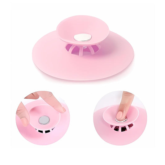 NEW WARE (Pack of 2) Silicone Stopper and Filter Drain Stopper/Strainer/Hair Catcher for Bathroom/Wash Basin/Kitchen Sink/Bathtub Sealer Cover (Standard Size 4 Inch - Random Colour) Visit the NEW WARE Store