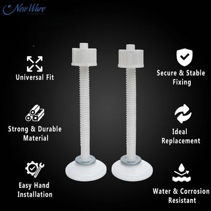 NEW WARE PVC Plastic Toilet Seat Cover Hinges CERA Type Round Long Clamp WC Seat Fixing Hinges Durable Rust Free Bathroom Fittings Easy Install Toilet Seat Hinge Set White Pack of 1 Set Use Fit