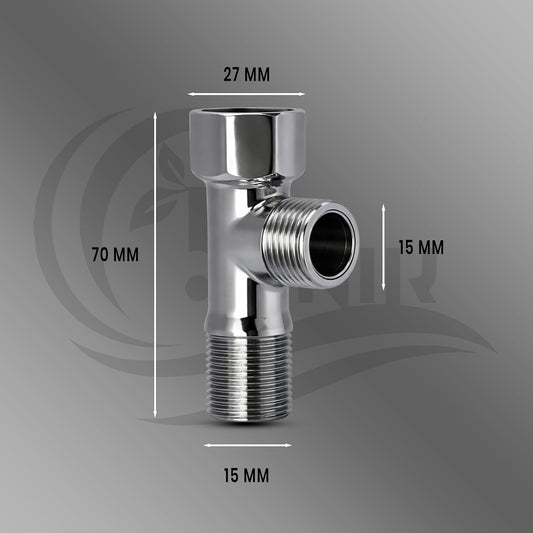 1/2 Inch Chrome Plated Brass Tee Fitting Coupling | Male & Female Thread T-Type Connector Adapter for Water Pipe, Bathroom, Kitchen, Plumbing, Shower, Industrial Applications | Heavy Duty