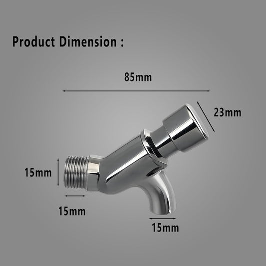 New Ware Water Tap Push Cock for Bathroom Accessories, Kitchen, Wash Basin, Kitchen Sink PMT/Brass Bib Tap for Wash Basin (Chrome Finished/Silver)