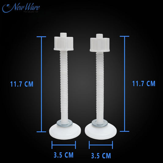 NEW WARE PVC Plastic Toilet Seat Cover Hinges CERA Type Round Long Clamp WC Seat Fixing Hinges Durable Rust Free Bathroom Fittings Easy Install Toilet Seat Hinge Set White Pack of 1 Set Use Fit