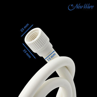 New Ware Shower Tube Connection Pipe for Geysers, Countertop Faucets & Water Taps | PTMT Hot Water Resistant 70°C | White | 2 Meter