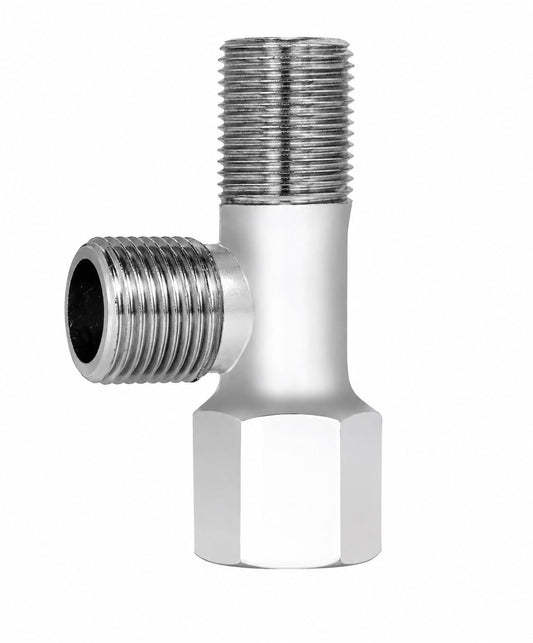 1/2 Inch Chrome Plated Brass Tee Fitting Coupling | Male & Female Thread T-Type Connector Adapter for Water Pipe, Bathroom, Kitchen, Plumbing, Shower, Industrial Applications | Heavy Duty