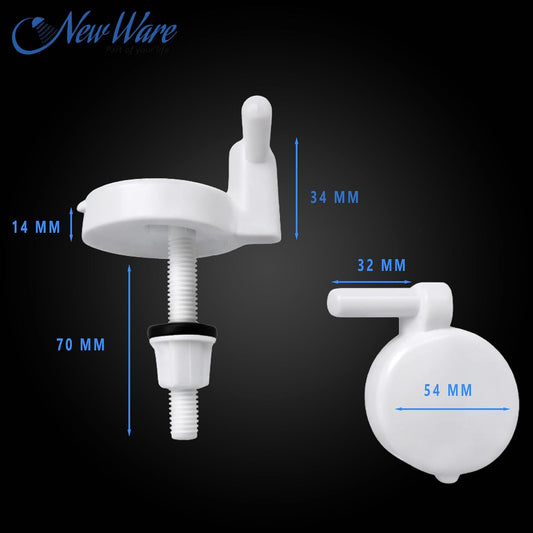 New Ware® Plastic Toilet Seat Cover Hind. Type Round Hinges Clamp (Color :White, Pair 1)