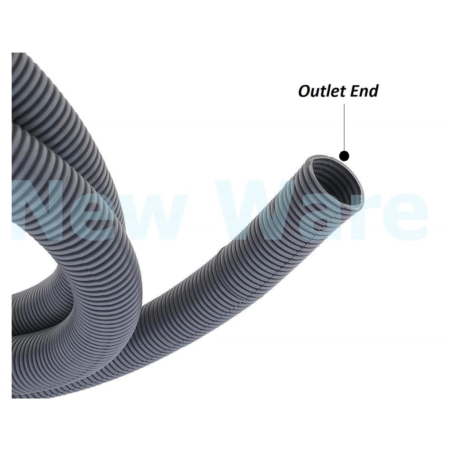 New Ware 5 Meter Flexible Outlet Drain Hose Pipe for Front Load Automatic Washing Machines | Heavy Duty Extension Waste Water Discharge Pipe (Grey)
