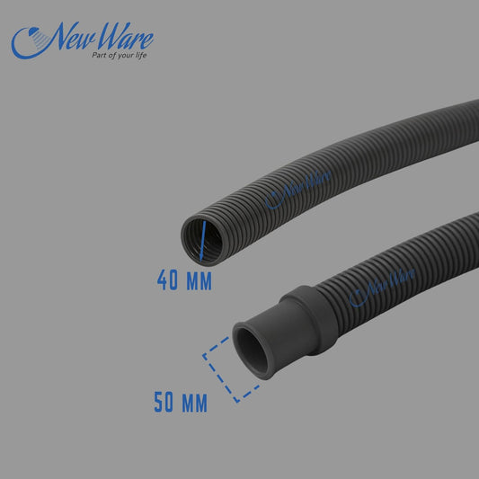 New Ware 5 Meter Flexible Outlet Drain Hose Pipe for Front Load Automatic Washing Machines | Heavy Duty Extension Waste Water Discharge Pipe (Grey)