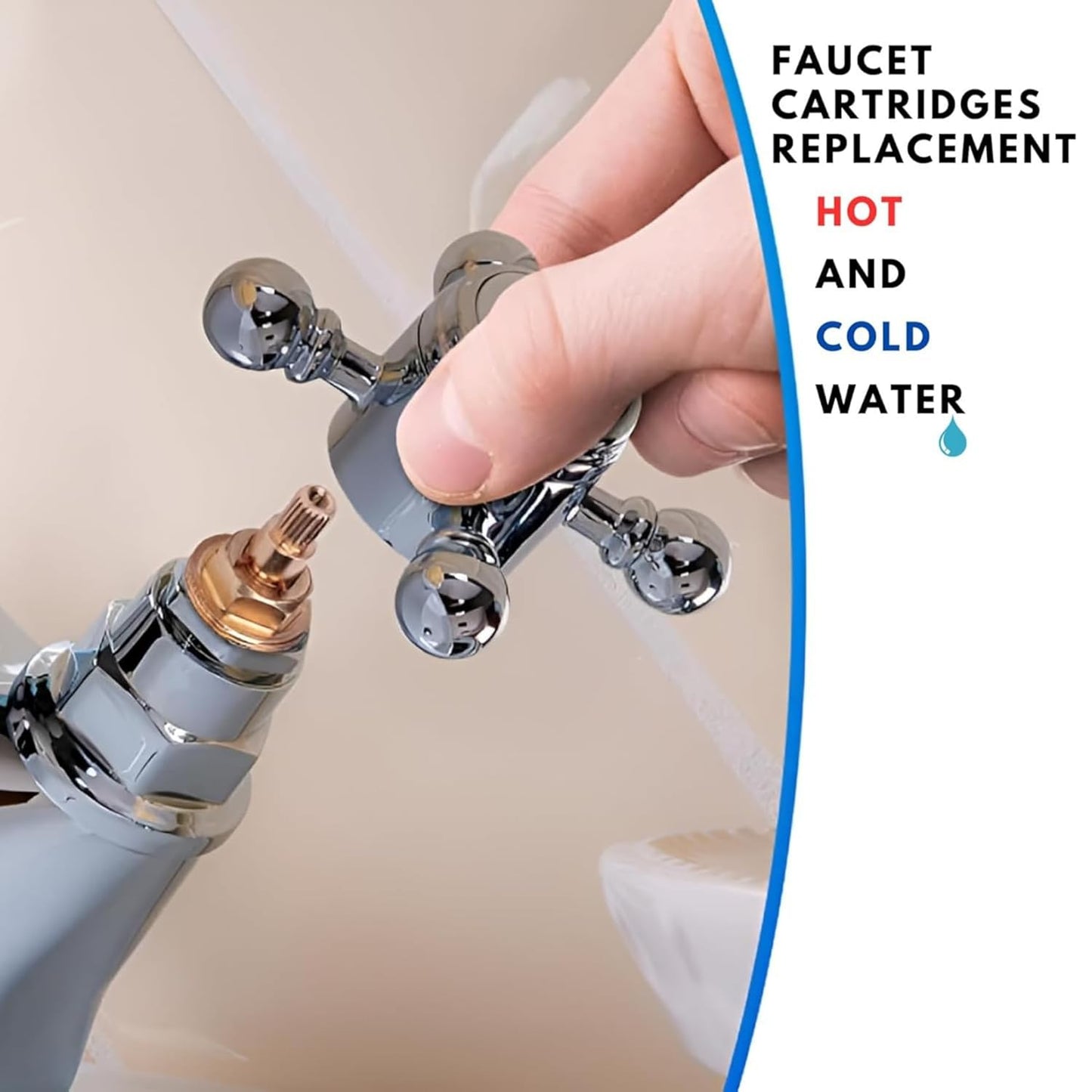 New Ware Tap Spindle Replacement Disc Tap Inner Cartridge for Jaguar Continental Type Models, Faucet Valve for Hot and Cold Bathroom Kitchen (Spindle C/S/C 2/3 inch)