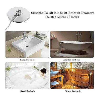 NEW WARE 40mm Bath Tub Chain Plug Drain - Bathroom Sink Basin Stopper Plug with Chain