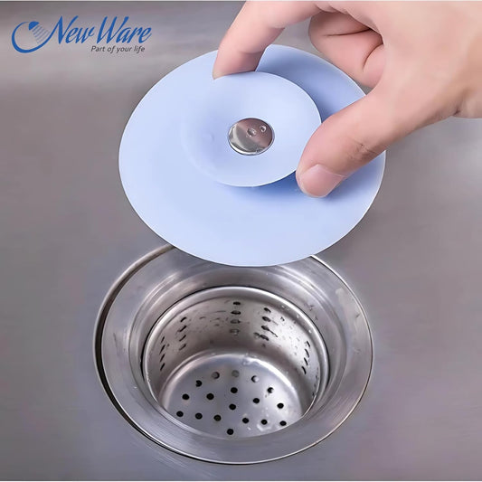 NEW WARE (Pack of 2) Silicone Stopper and Filter Drain Stopper/Strainer/Hair Catcher for Bathroom/Wash Basin/Kitchen Sink/Bathtub Sealer Cover (Standard Size 4 Inch - Random Colour) Visit the NEW WARE Store