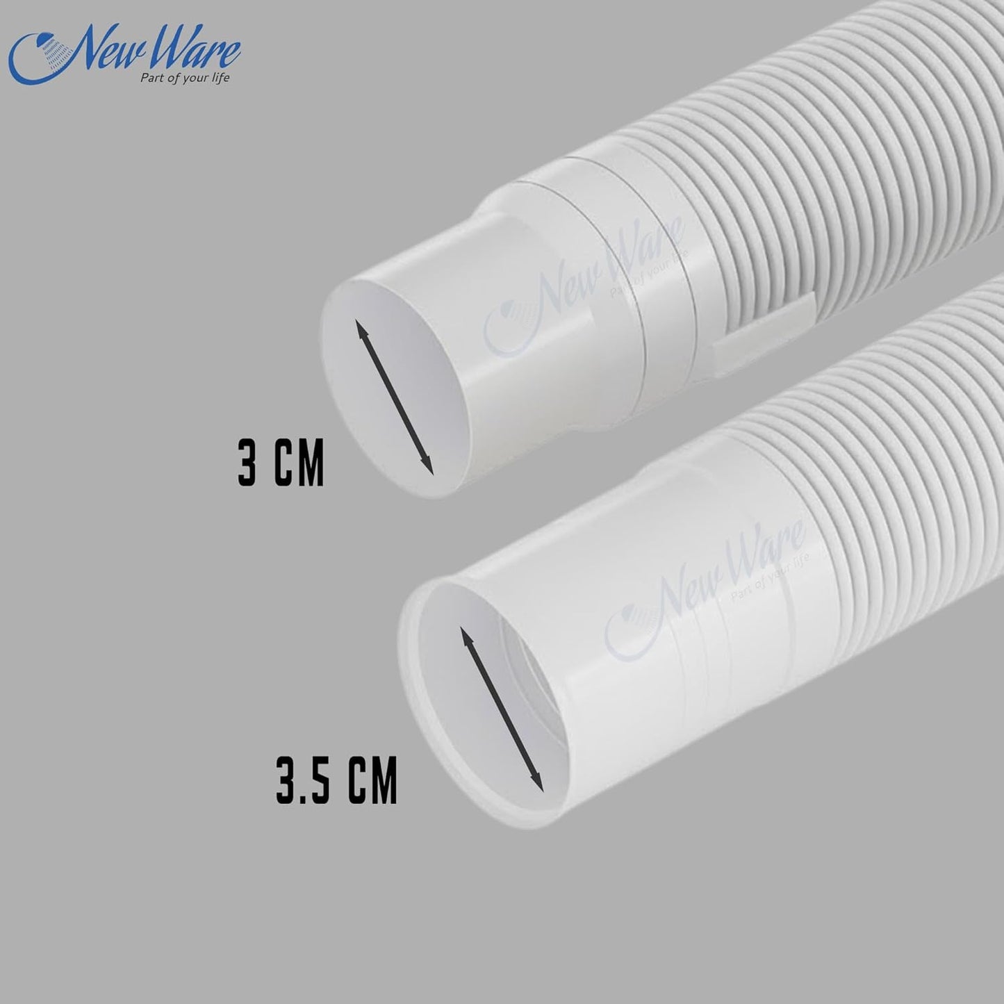 NEW WARE® 3-Meter Outlet Pipe for Fully and Semi-Automatic Washing Machines Extension & Flexible Pipe Durable Drain Hose