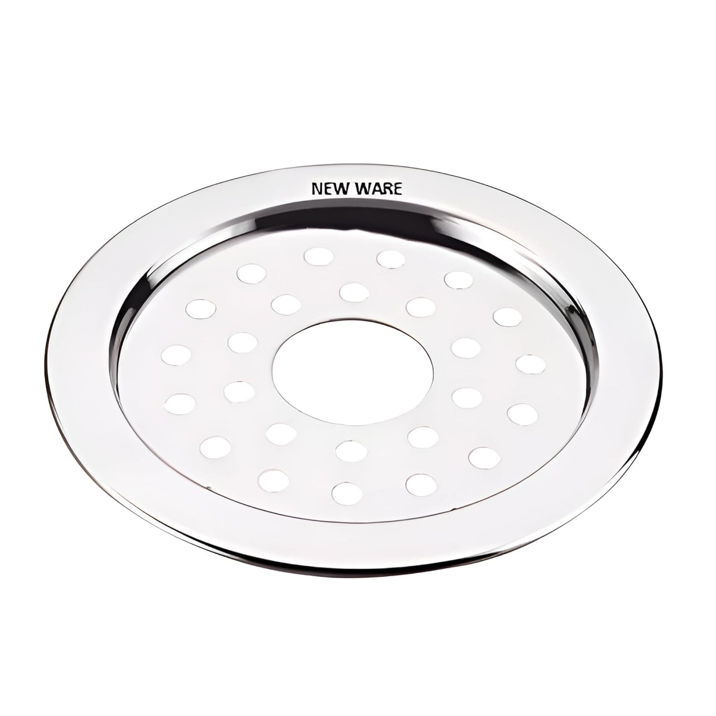 NEW WARE® 5 Inch Round Stainless Steel Floor Drain with Central Hole & Lock | Heavy Duty Anti Clog Chrome Finish SS Drain Jali for Bathroom, Kitchen, Balcony, Utility, Terrace & Outdoor Drain Cover