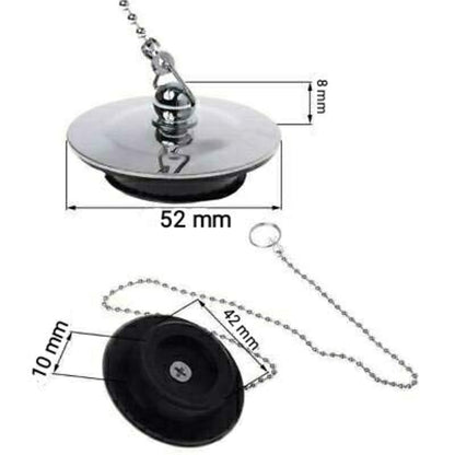 NEW WARE 40mm Bath Tub Chain Plug Drain - Bathroom Sink Basin Stopper Plug with Chain