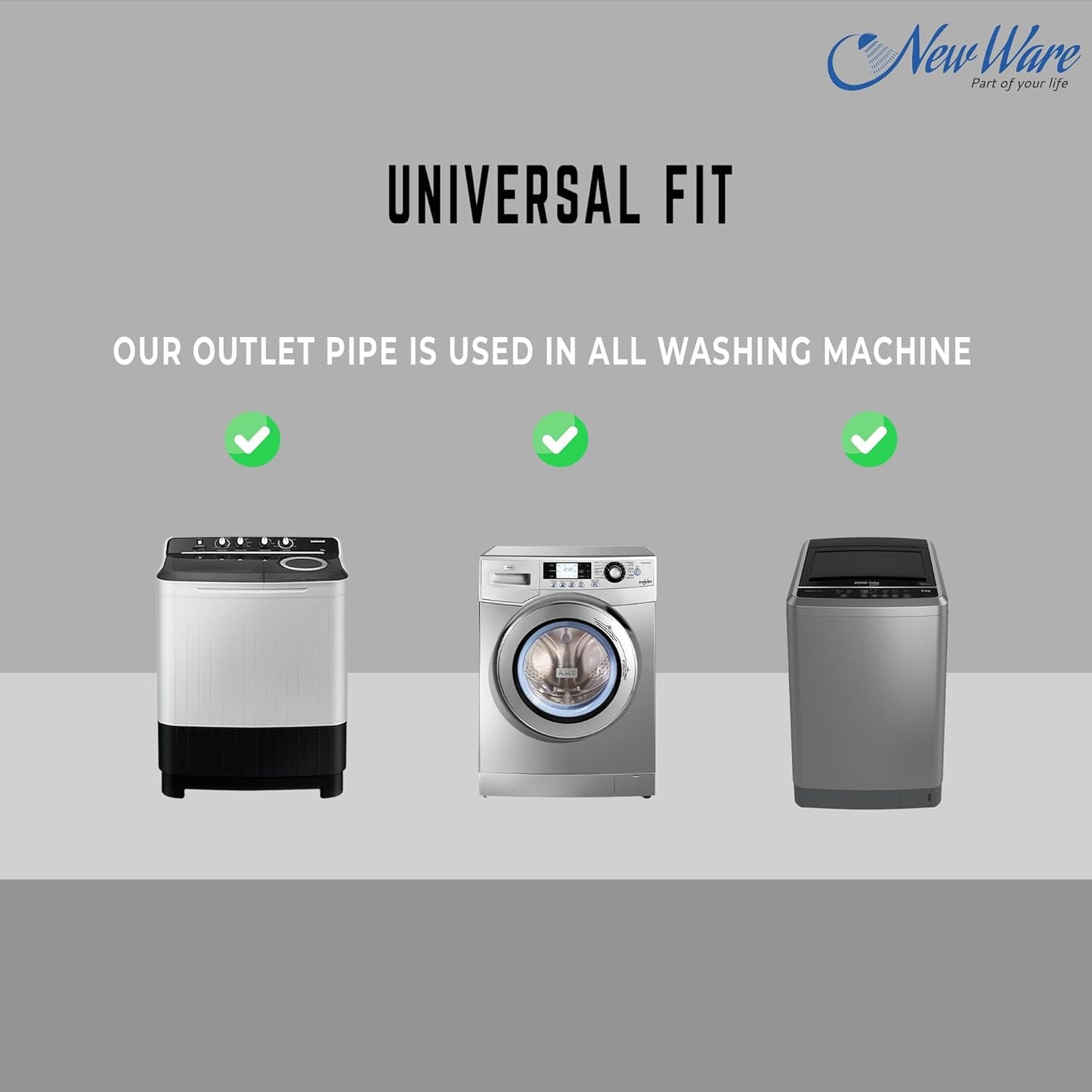 NEW WARE® 2-Meter Outlet Pipe for Fully and Semi-Automatic Washing Machines Extension & Flexible Pipe Durable Drain Hose