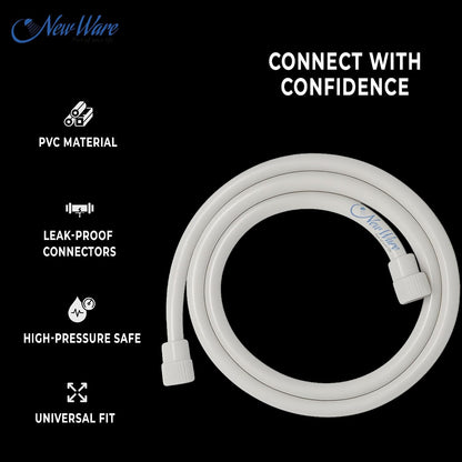 New Ware Shower Tube Connection Pipe for Geysers, Countertop Faucets & Water Taps | PTMT Hot Water Resistant 70°C | White | 2 Meter