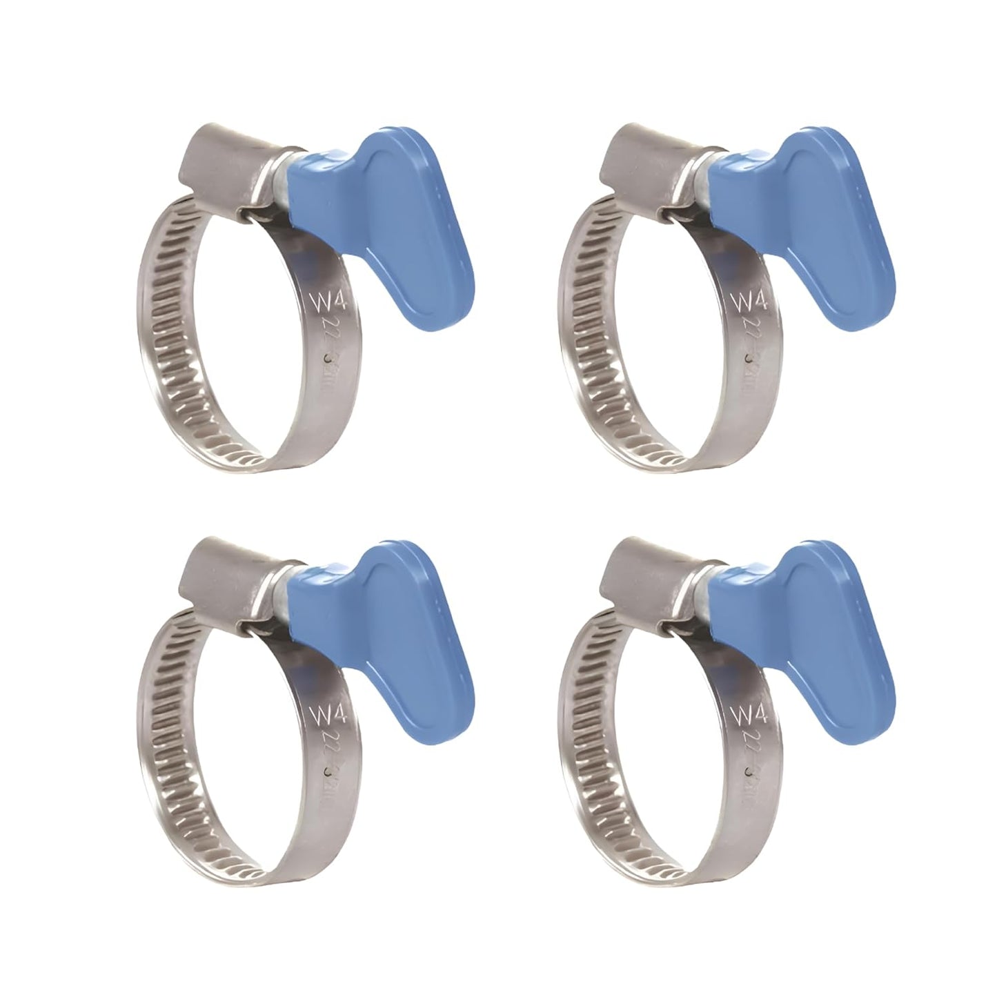 NEW WARE® Stainless Steel Hose Clamp 1 Inch Adjustable Pipe Clamp with Key | Heavy Duty Rust Proof Hose Pipe Clip for Water Pipe, Plumbing, Automotive & Mechanical Use (Pack of 4)