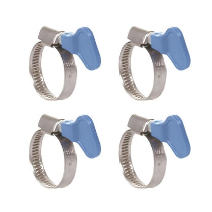 NEW WARE® Stainless Steel Hose Clamp 1 Inch Adjustable Pipe Clamp with Key | Heavy Duty Rust Proof Hose Pipe Clip for Water Pipe, Plumbing, Automotive & Mechanical Use (Pack of 4)