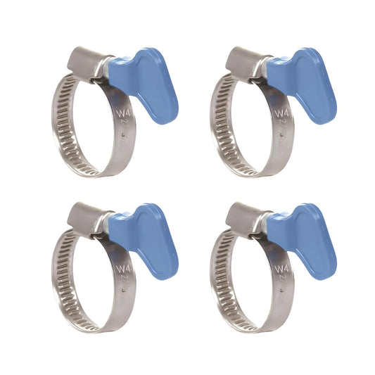 NEW WARE® Stainless Steel Hose Clamp 1 Inch Adjustable Pipe Clamp with Key | Heavy Duty Rust Proof Hose Pipe Clip for Water Pipe, Plumbing, Automotive & Mechanical Use (Pack of 4)