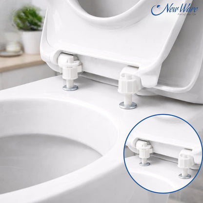NEW WARE PVC Plastic Toilet Seat Cover Hinges CERA Type Round Long Clamp WC Seat Fixing Hinges Durable Rust Free Bathroom Fittings Easy Install Toilet Seat Hinge Set White Pack of 1 Set Use Fit