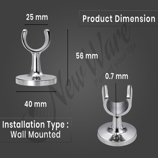 NEW WARE® Chrome Plated Brass Wall Round Hook | Multi-Purpose Wall Mounted Holder for Faucet, Health Faucet & Hand Shower | Heavy Duty Bathroom Accessory Hook for Toilet, Shower & Wash Area