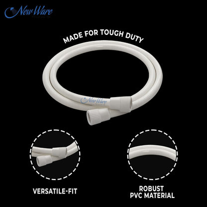 New Ware Shower Tube Connection Pipe for Geysers, Countertop Faucets & Water Taps | PTMT Hot Water Resistant 70°C | White | 2 Meter