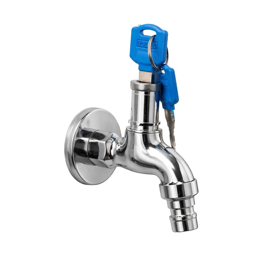 New Ware Lockable Water Tap with Key Brass Pillar Cock with Hose Nozzle Anti Theft Garden Outdoor Faucet for Washing Machine Bathroom Kitchen Tap Connector Heavy Duty Rust Proof Durable Design