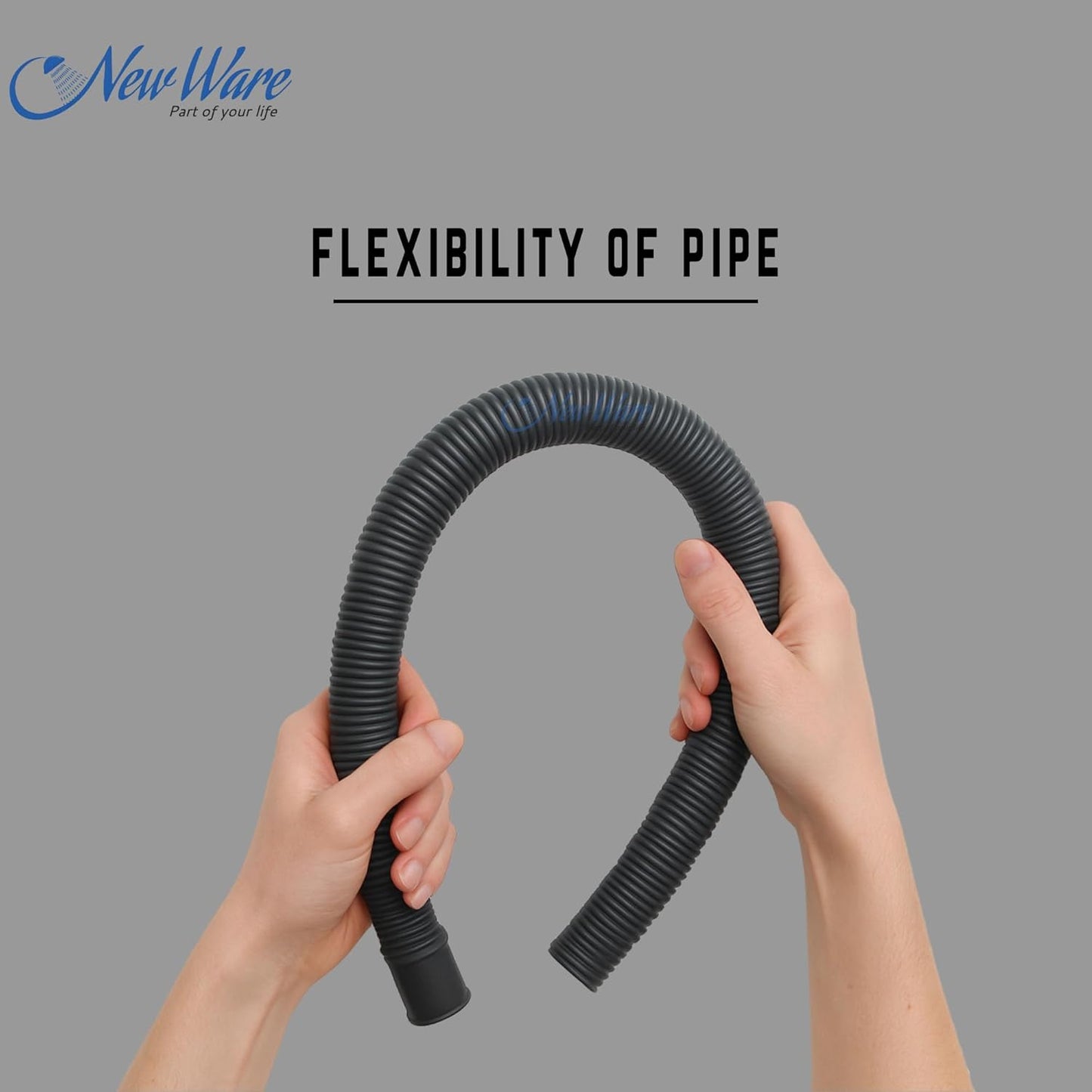 NEW WARE® 3 Meter Outlet Drain Hose Tube/Extension/Discharge Pipe for Front Loading Automatic Washing Machine and Outlet Pipe(Grey)
