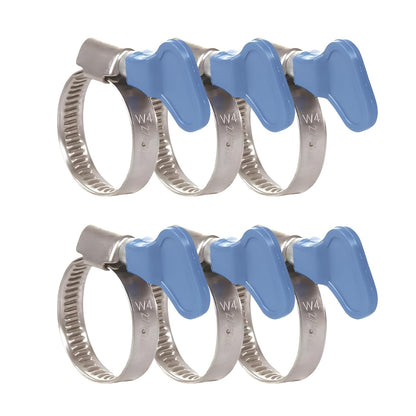 NEW WARE Stainless Steel Hose Clamp 1/2 Inch Adjustable Pipe Clamp with Key Heavy Duty Rust Proof Fastener for Plumbing Automotive Mechanical Use Strong Grip Hose Clip Pack of 6 Pieces Set Durable