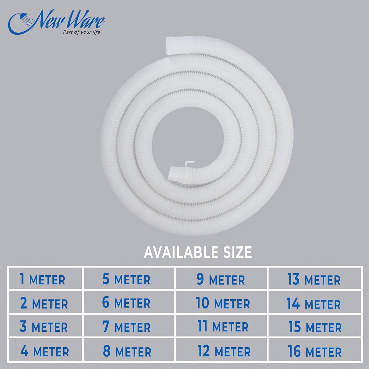 NEW WARE® 3-Meter Outlet Pipe for Fully and Semi-Automatic Washing Machines Extension & Flexible Pipe Durable Drain Hose