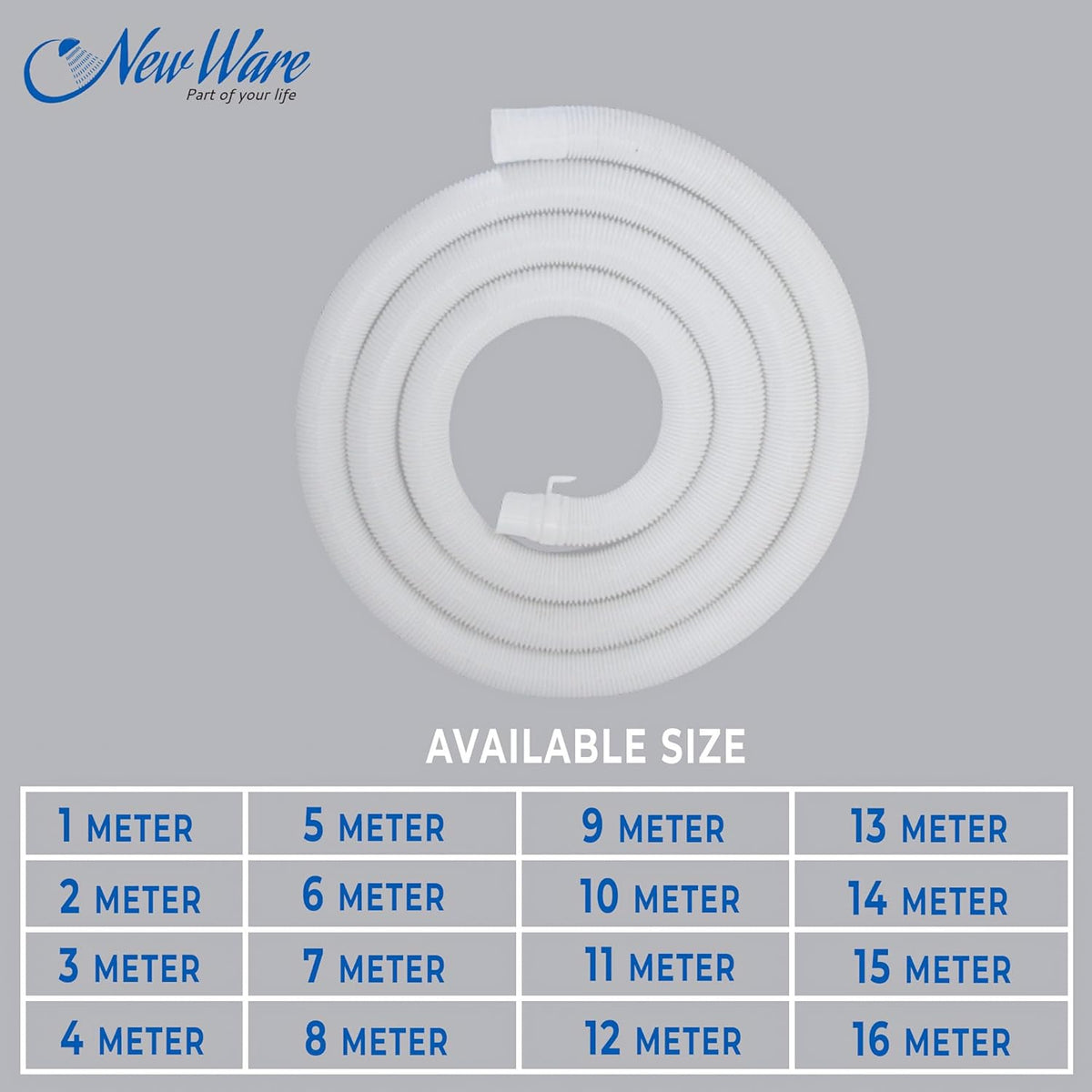 NEW WARE 10 Meter Washing Machine Outlet Pipe | Extension & Flexible Drain Hose | For Fully & Semi Automatic Machines