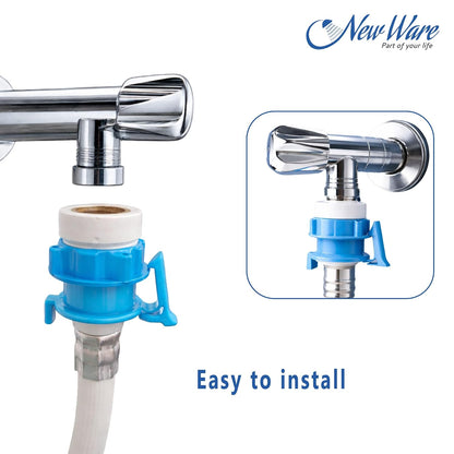 New Ware® Universal Washing Machine Tap Adapter Connect for Inlet Hose Pipe - Easy Installation, Leak-Proof Blue Tap Connector for Most Standard Taps and Faucets (Pack of 2)
