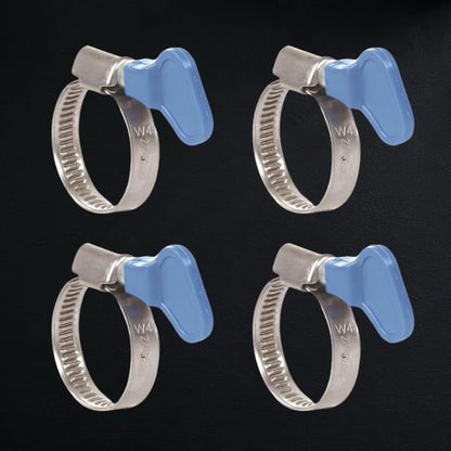 NEW WARE® Stainless Steel Hose Clamp 1 Inch Adjustable Pipe Clamp with Key | Heavy Duty Rust Proof Hose Pipe Clip for Water Pipe, Plumbing, Automotive & Mechanical Use (Pack of 4)