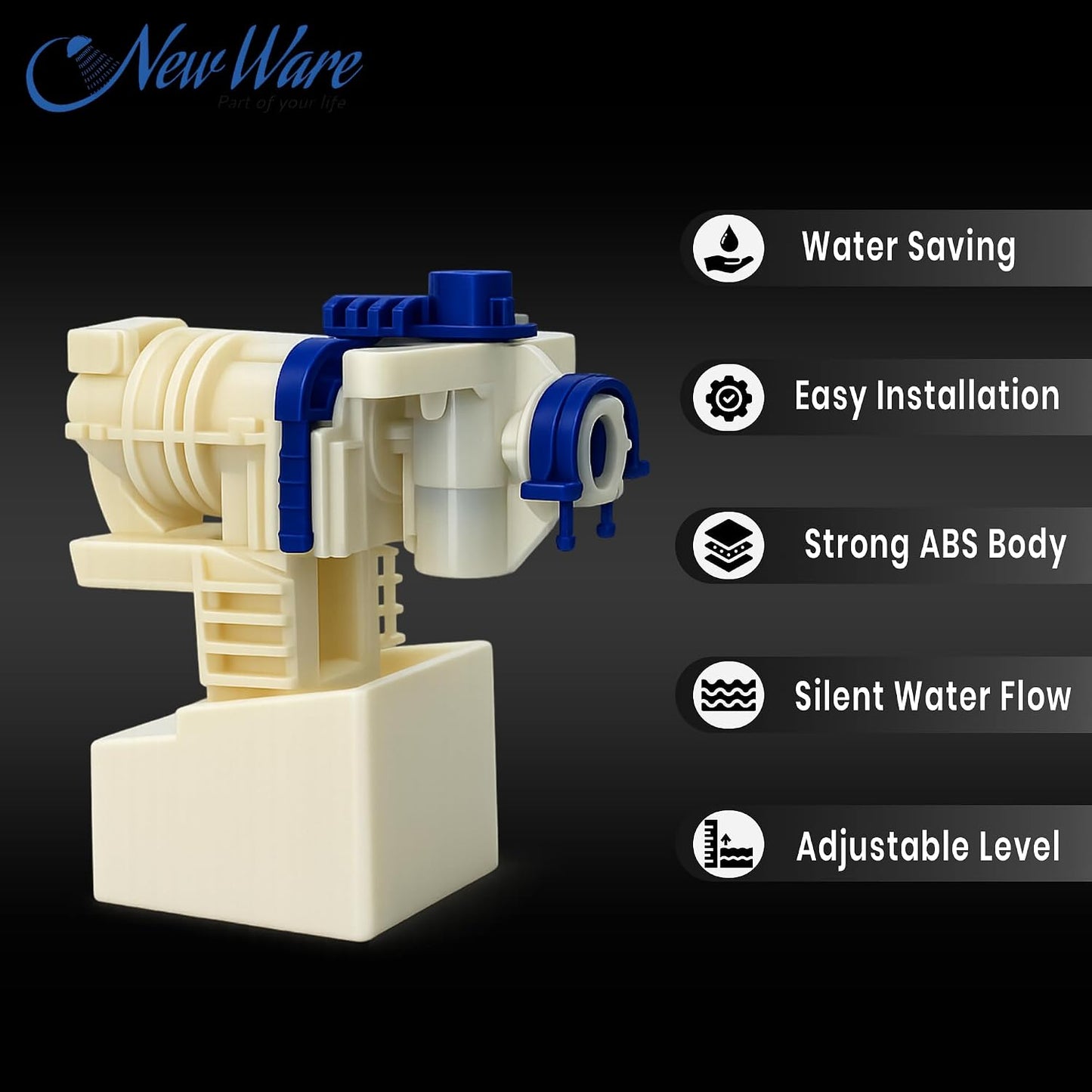 New Ware PVC Float Valve for Flush Tank Compatible with Geberit Ball Cock Valve Toilet Cistern Water Inlet Valve Leak Proof Durable Replacement Flush Tank Fittings Universal Fit Heavy Duty Design