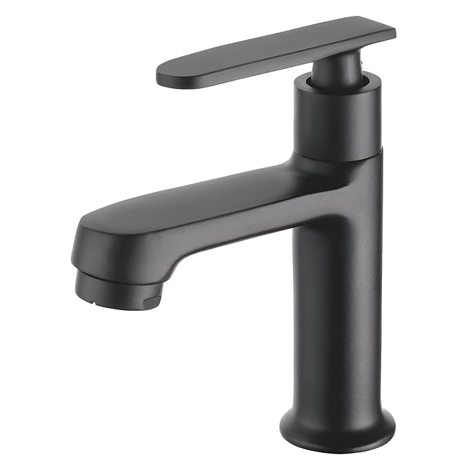New Ware Brass Matte Black Hot & Cold Single for Home, Bathroom, Kitchen Faucet with 15 cm Tall Body Faucets Mixer Taps