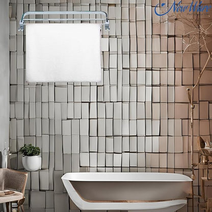 New Ware 22 Inch Stainless Steel CP Single Stand Folding Towel Hanger/Rack for Bathroom- Wall Mount Towel Rod/Stand with 3 Bathrobe Hook- Towel Rod for Bathroom/Kitchen/Home