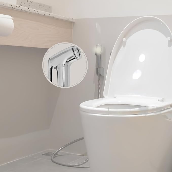 New Ware® Health Faucet Gun | ABS Hand Jet Bidet Spray Head for Bathroom & Toilet | Chrome Finish (Conti Type)
