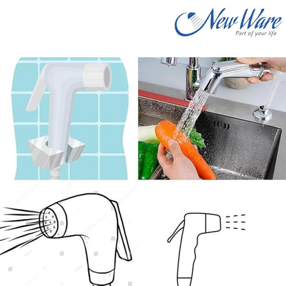 New Ware® Health Faucet Gun | ABS Hand Jet Bidet Spray Head for Bathroom & Toilet | Chrome Finish (Conti Type)