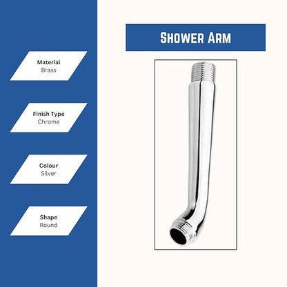 New Ware Round Shower Arm - Chrome Finish Extension for Enhanced Bathing Comfort | 7-Inch Half Bend Design