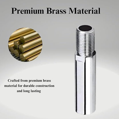NEW WARE CP Extension Nipple Brass 1.5 Inch Pack of 2 | Chrome Finish Heavy Duty Plumbing Connector | 15 mm Diameter