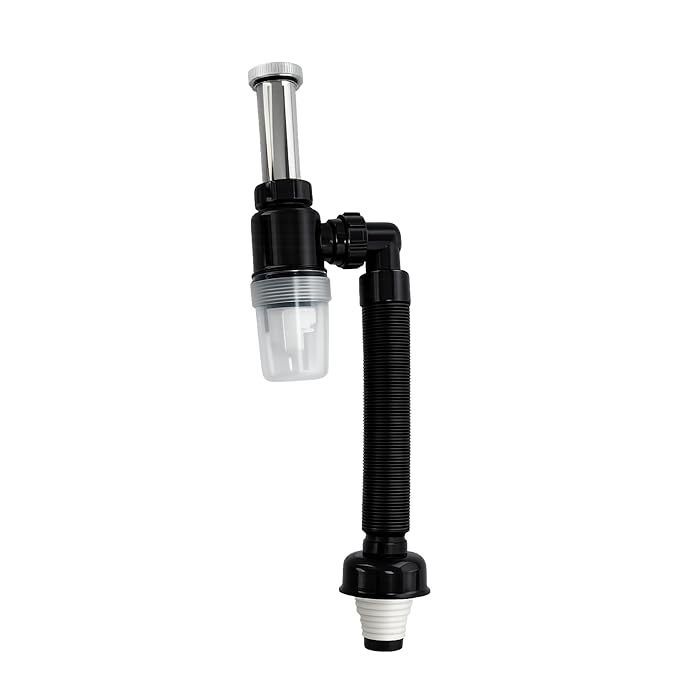New Ware PVC Bottle Trap With Waste Outlet Pipe for Kitchen Sink-Wash Basin-Transparent Bottle Trap for easy Cleaning-Flexible 9"inch PVC Pipe with Extend length of 25"Inch-Odor-Less rubber-Down Comer